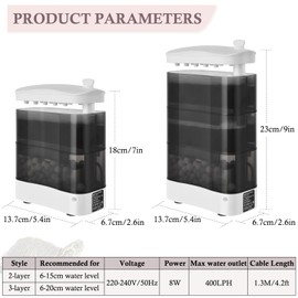 VILLNO 400LPH Quiet Turtle Tank Filter - 8W Powerful Aquarium Filter with Triple Filter Media for Shallow Water Tanks