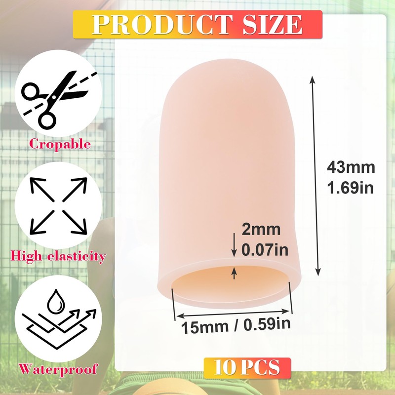 Joez Wonderful 10pcs Gel Finger Cots, Silicone Finger Covers, Thumb