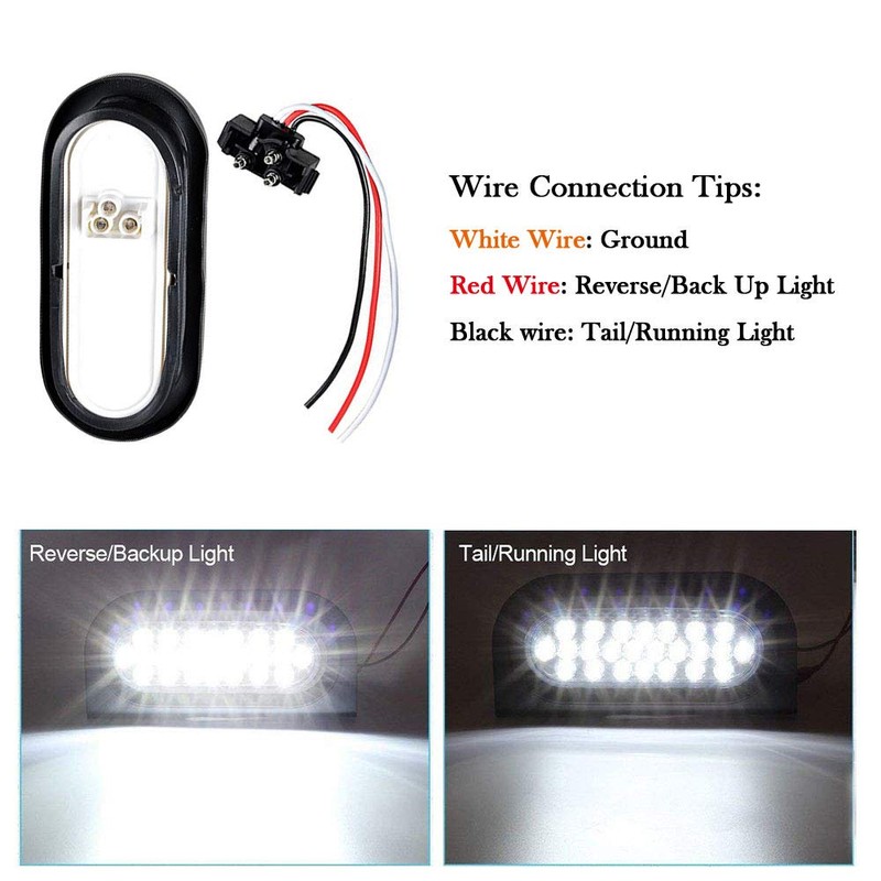 NPAUTO 6" Oval LED Trailer Lights 24 White LED Reverse