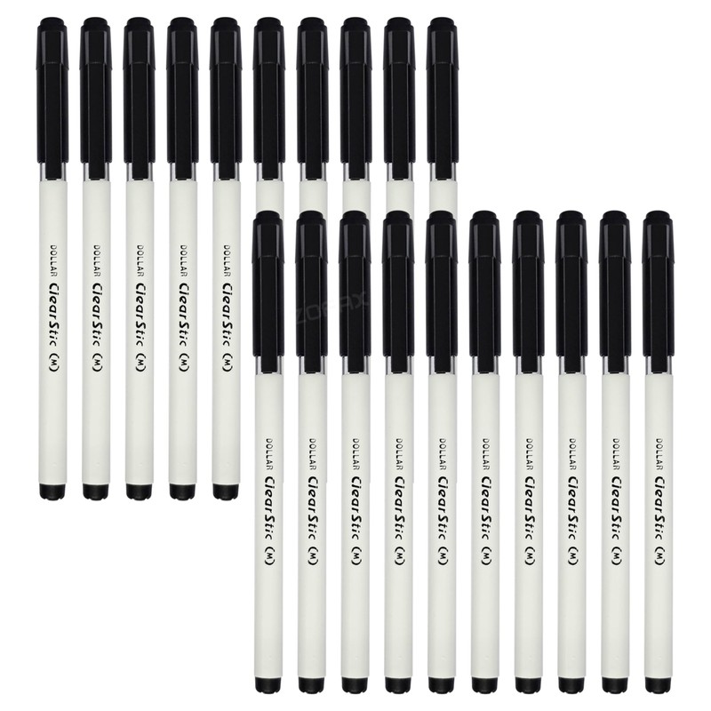DOLLAR ClearStic Ballpoint Pens, BLACK, Medium Point (1.0mm), Pack of