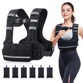 ZELUS Weighted Vest for Women Men, 4-10lb/11-20lb/20-32lb Curve-Fit Ergonomic Design Adjustable Workout Vest with 6 Iron Sand Bags, SGS-Certified Rucking Vest for Strength Training & Cardio Workouts