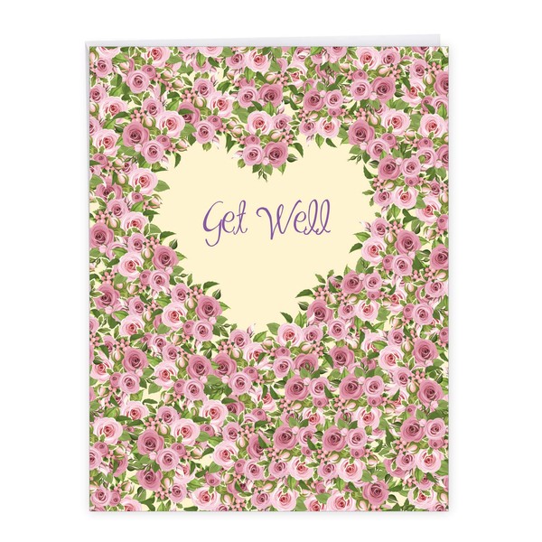 The Best Card Company - Big Floral Get Well Soon Card (8.5 x 11 Inch) - Flowers, Feel Better Greeting - Heartfelt Thanks J6578HGWG