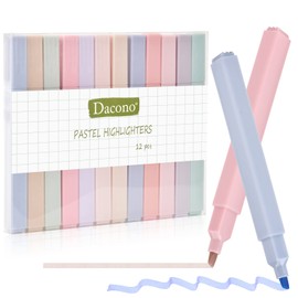 Dacono Ästhetische Textmarker, 12 PC Textmarker Assorted Colors No Bleed Dry Fast Easy to Hold, Pastell Textmarker Marker Stifte für Journal Bibel Planer Notes School Office Supplies