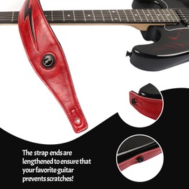 Soft Leather Guitar Strap Cool Lightning Adjustable Belt For Acoustic Guitar Electric Guitar Bass String Instrument Parts 5 Color (JIPIS-Red Black Lighting)
