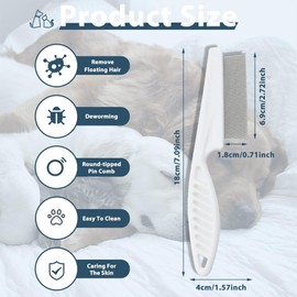 HZXINYI Flohkamm für Katzen Hunde - Weiß Multifunktionaler Haustierhaarkamm Zahnkamm aus Edelstahl Haustier Pflegekamm für Entfernung von Flöhen Haaren Läusen Tränenspuren Schuppen