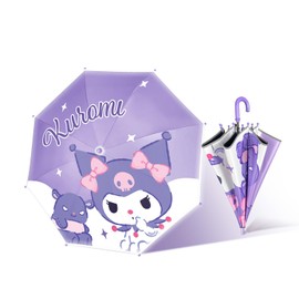 Cartoon Kawaii K uromi Umbrella Auto Open Pinch Safe All Weather WindProof UV Proof. 100m Vision Reflective Strip. 8 Ribs Made of Lightweight, Durable, and Break-Resistant Fiberglass.(BLUE)