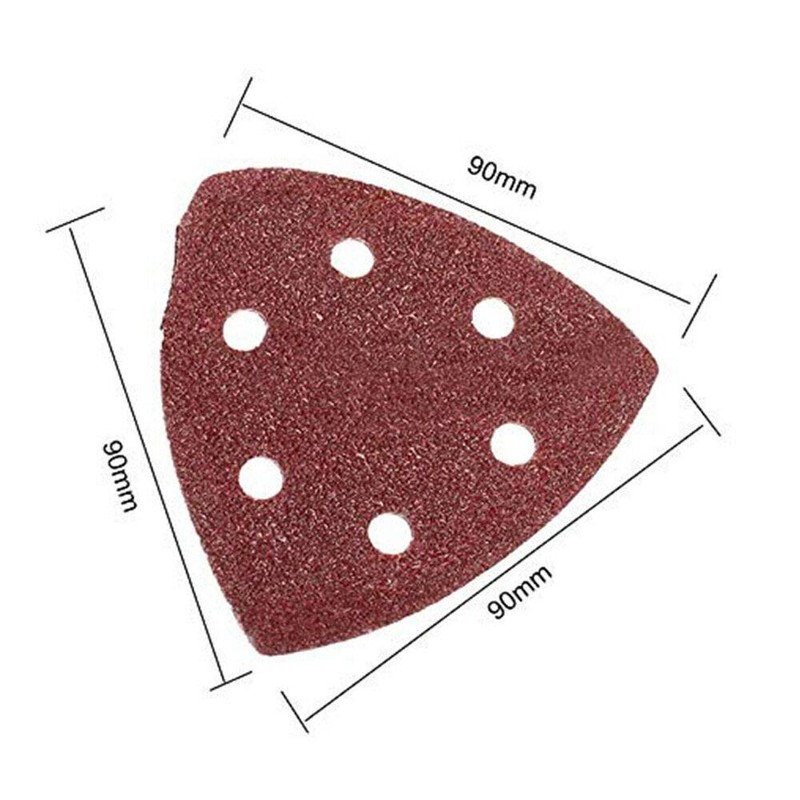Sanding Sheets POWERTOOL 10Pcs Triangle Sandpaper 90x90x90MM 6 Holes Wet