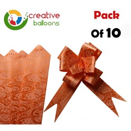 creative balloons Orange Pull Bows Set 30mm Present Basket Pull Bows Flower Ribbons Bows Knot Ribbon Decoration Gift Wrapping for Wedding Bouquets Wine Bottles Birthdays Packaging Boxes 10 Pack
