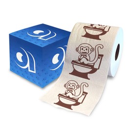 Printed TP Monkey Potty Training Printed Toilet Paper Roll – Fun Toddler Potty Training Toilet Roll for Teaching Kids to Use Bathroom, Boys and Girls Funny Restroom Decor, Novelty Gift - 500 Sheets