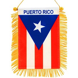 Puerto Rico Country Flag Mini Fringed Banner to Hang on Car Window