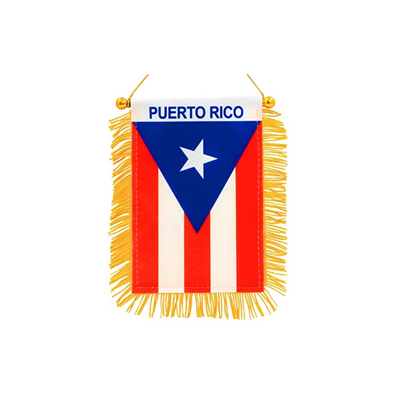 Puerto Rico Country Flag Mini Fringed Banner to Hang on