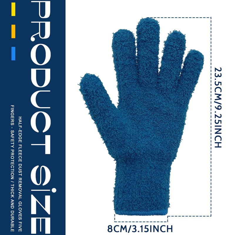 BLMHTWO 2 Pairs Microfiber Dusting Gloves Washable Microfiber Gloves Mitt