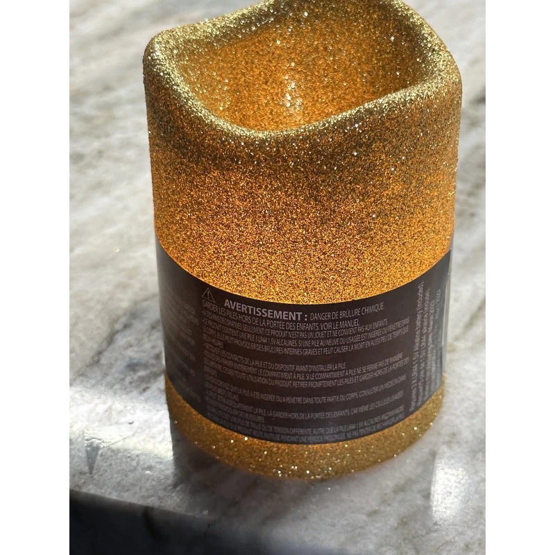 Luminara 3x4 Inch Gold Flameless Led Pillar Candle w, Battery