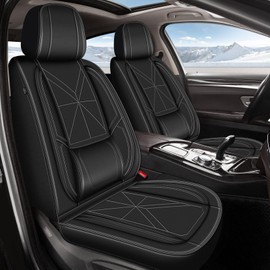 IKABEVEM Car Seat Covers Full Set Fit for Honda Accord 2007-2017: 5 Seat Auto Interior Accessories, Waterproof Faux Leather Vehical Car Seat Cushions Cover（Black