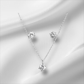 Tears Simulette Diamond Silver 3-Part Necklace and Earrings SET Tears Silver 3-Part Earrings / 티얼스 시뮬럿 다이아 실버 3부 목걸이 귀걸이 SET 티얼스 실버3부 귀걸이