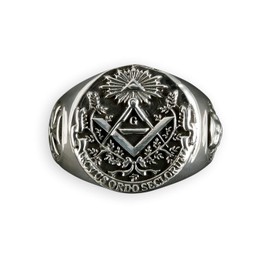Fly Style 925 Sterling Silver Masonic Signet Ring, Sterling Silver