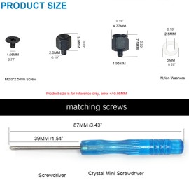 Awxlumv M.2 Screws Kit NVMe Screw M.2, Screw M2 SSD Mounting Set Standoff + Screws with Screwdriver for Laptop Notebook Black