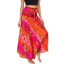 FEOYA Long Bohemian Skirt for Women Maxi Boho Hippie Skirts Halter Gypsy Dresses High Waisted Floral Print 2 in 1 Casual Skirt for Beach Vacation Summer 24 One Size