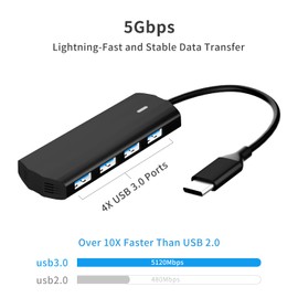 𝐔𝐒𝐁-𝐂 𝐭𝐨 𝐔𝐒𝐁 𝟑.𝟎 𝐇𝐮𝐛, 4-Port USB HUB Splitter 5Gbps, Mini Multiport Expander for Laptop Portable USB Adapter for PC, Mac, Windows, Printer, Flash Drive, Surface,Mobile HDD