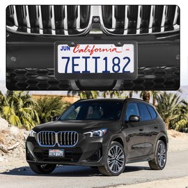 LivTee Carbon Fiber License Plate Frames, 2 Holes Stainless Steel License Plate Covers, 2PCS Car License Plate Holder, Automotive Exterior Accessories, Slim Design with Gasket Cover for US Cars