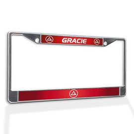 Metal Insert License Plate Frame Gracie BJJ Weatherproof Car Accessories Chrome 2 Holes Solid Insert
