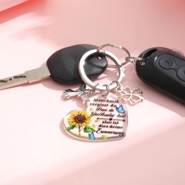 VNOX Gifts for Women Keychain: Small Gift for Men and Women, Birthday Gift for Women, Lucky Charm, Car Key Ring with Guardian Angel, Gift for Girlfriend, Mum, Son, Gerbera
