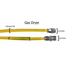 LASCO 10-1213 Flexible Coated Gas Appliance Supply Line, 60-Inch, 3/8-Inch OD Connector with 1/2-Inch MIP X 1/2-Inch FIP Fittings