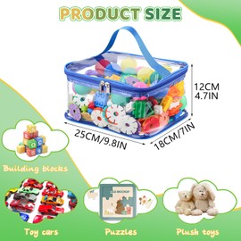 6 Pack Clear Toy Storage Bags, PVC Waterproof Toy Organizer, Colorful