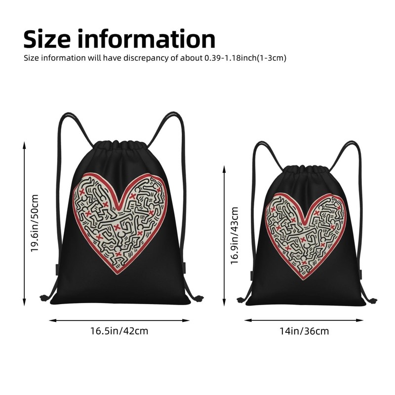 Asamike DCS620A Training Bag, Knapsack, Gym Sack, Keith Haring, Stylish,