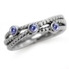Silvershake 3 Stone Genuine Tanzanite 925 Sterling Silver Stack Stackable