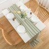 AOKSUNONA Chiffon Table Runner Eucalyptus Green 27x118 Inch Polyester Wedding