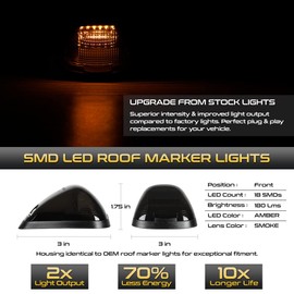 VIPMOTOZ Roof Clearance LED Lights Compatible With 1999-2016 Ford F250 F350 F450 F550 Super Duty Pickup Truck Chrome Housing Smoke Tinted Lens Direct Replacement 5 Piece Set