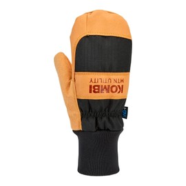 Kombi Men's Traction Insulated Durable Waterproof Active Outdoor Winter Sports Mitt w/Synthetic Nubuck Leather Trim & Palm, Black Tan, Large