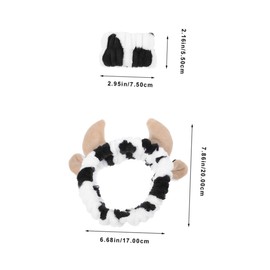 minkissy 2 Sets Cow Print Plush Skincare Headbands and Wristbands for Women Soft Face Washing Hair Accessories Spa Makeup Wristband Set for Skincare and Beauty Routine