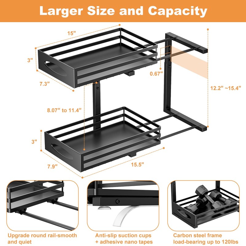 Under Sink Organizer, 2 Tier Under Sink Organizers and Storage,
