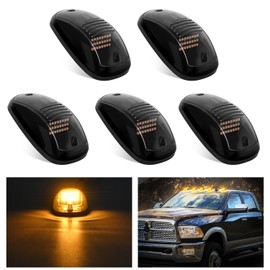 Nilight LED Cab Marker Lights 5 PCS 24 LED Smoke Lens Amber Clearance Roof Running Light Compatible with 2003-2018 Dodge Ram 1500 2500 3500 Pickup Trucks