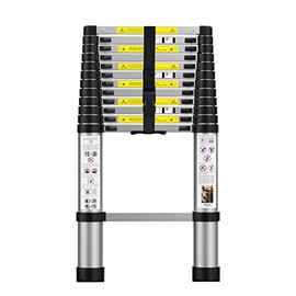 12.5FT Aluminum Telescoping Ladder,Telescopic Extension Ladder for Home,Heavy Duty 330lbs Max Capacity Collapsible Ladder for RV Roof Ceiling Outdoor Work