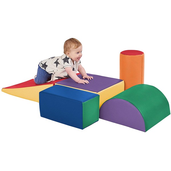 ECR4Kids - ELR-12683 SoftZone Climb and Crawl Activity Play Set, Lightweight Foam Shapes for Climbing, Crawling and Sliding, Safe Foam Playset for Toddlers and Preschoolers, 5-Piece Set, Primary,Assorted