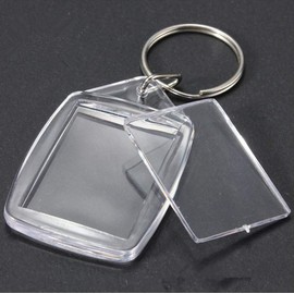 King&Pig 50PCS Key Chains Key Rings with Transparent Clear Picture Photo Frames Can Open Keychains (rectangle with radian)
