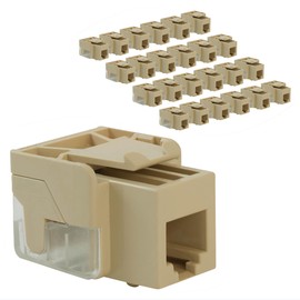 ICC Voice Grade Telephone Keystone Jack with Inline IDC (Easier Termination), 6P6C RJ11, UL Listed TAA Compliant for Wall Plate or Patch Panel, Works with JackEasy Termination Tool, Ivory 25 Pack