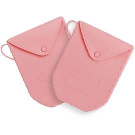 Storage Box, Mask Storage Case, Portable, Lightweight, Mask Case, Silica Gel, Dustproof, Waterproof, Foldable, Portable Mask Case, Storage for Small Items, 2 Pieces, For Going to Work or School (Pink)