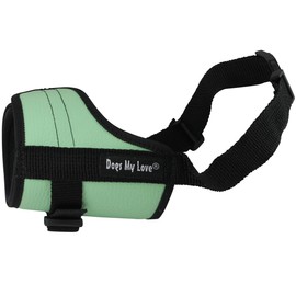 Adjustable Dog Muzzle 6 Sizes Green (XXS: 4.5"-6.5" Snout Circumf.)