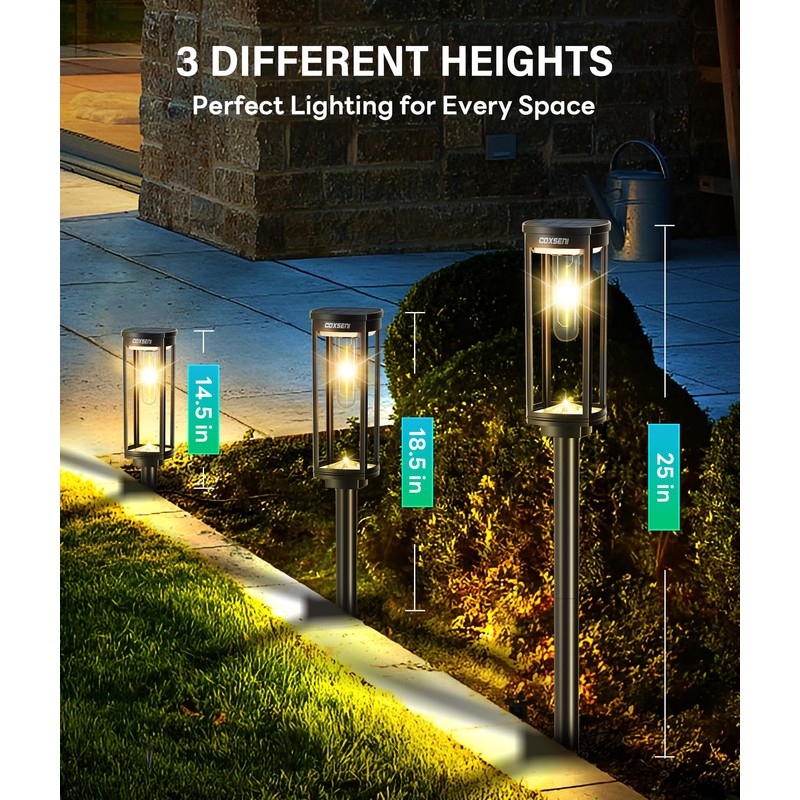 COXSENI Solar Pathway Lights Outdoor 6 Pack, Bright Solar Path