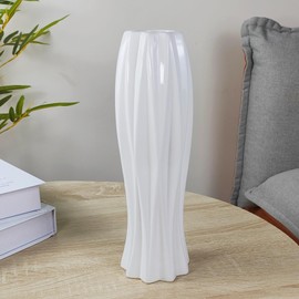 JIDOFUE Ceramic Vase, White Flower Vase, 12 Inches/30 cm High Modern Textured Vases for Farmhouse, Shelf, Table Centrepieces, Home Decoration, Living Room Decorations, Large Pattern Vase for Pampas