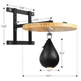 WYGVNR Adjustable Speed Bag Platform Kit with Speed Punching Bag & Professional Speed Bag Swivel for Boxing Training, Exercise, Fitness (Bamboo Wood)
