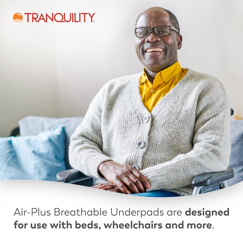 Tranquility AIR-Plus Breathable Underpads, 30"x36", Incontinence Pads with Ultimate Air