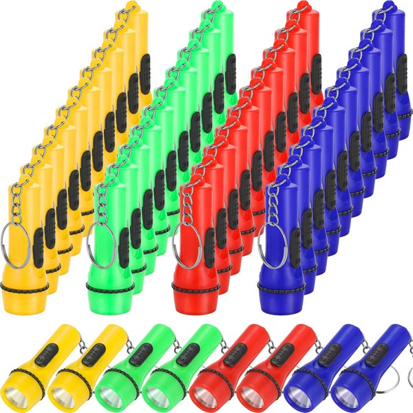 48 Pieces Mini Flashlight Keychain Bulk Assorted Colors Toy Flashlight for Hiking Camping Party Favors