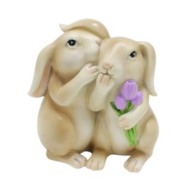 Generic Easter Bunny Statue Rabbit Garden Figurine Cute Easter Decoration Tabletop Ornament for Shelf Home Desk Living Room Balcony