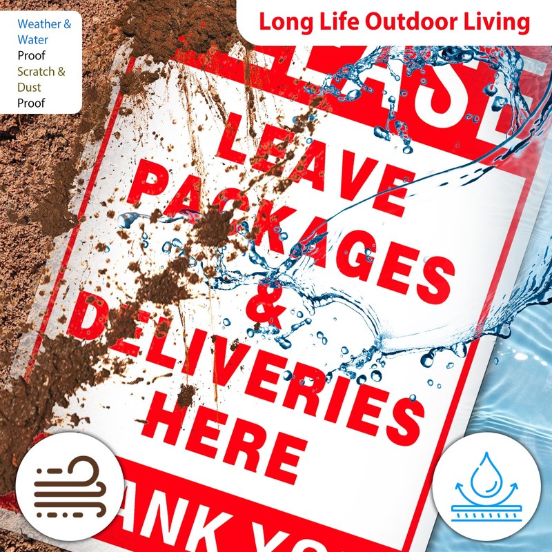Please Leave Packages and Deliveries Here Sign 2 Pack, 12