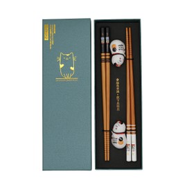 Sushi Chopsticks Set Cat Kitten 2 Pairs Including Ceramic Base Cat Premium Wood Sustainable Chopsticks Japanese Chinese Korean Taiwanese